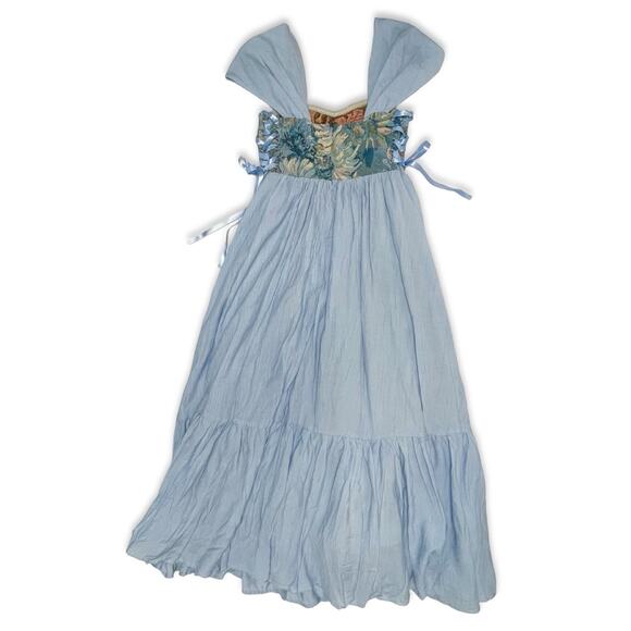 SHEIN MOD Baby Blue Corset Dress XS Renaissance Vibes Ruffle Midi - Picture 4 of 14